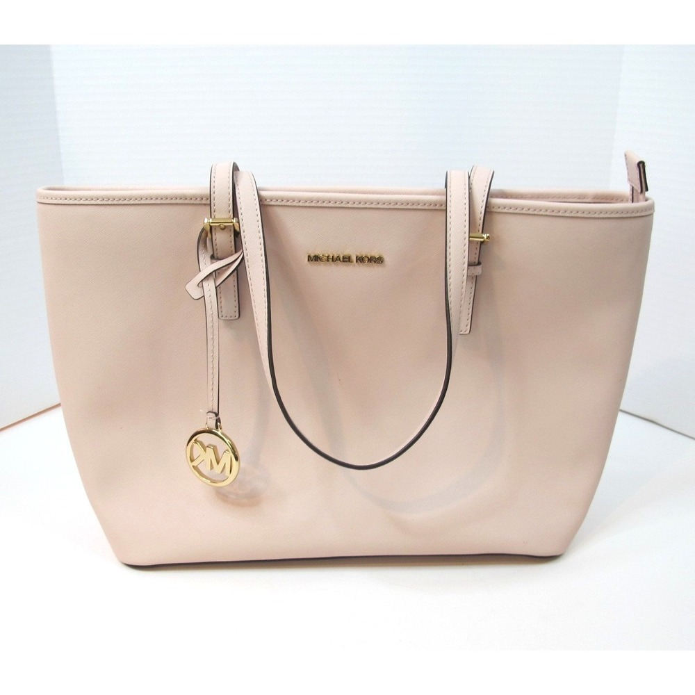 Michael‎ Kors Medium Jet Set Saffiano Leather Top-Zip Multifunction Tote Handbag